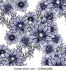 Abstract seamless pattern with plants, herbs and flowers