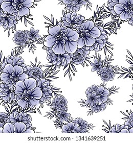 Abstract seamless pattern with plants, herbs and flowers