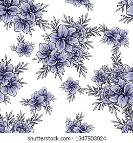 Abstract seamless pattern with plants, herbs and flowers