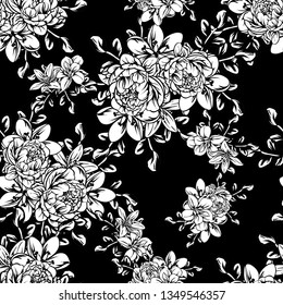 Abstract seamless pattern with plants, herbs and flowers