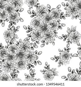 Abstract seamless pattern with plants, herbs and flowers