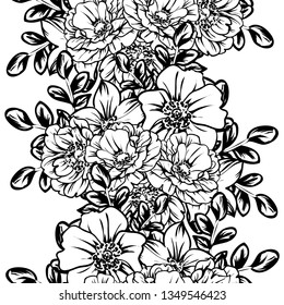 Abstract seamless pattern with plants, herbs and flowers