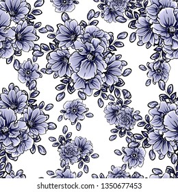 Abstract seamless pattern with plants, herbs and flowers