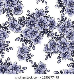 Abstract seamless pattern with plants, herbs and flowers