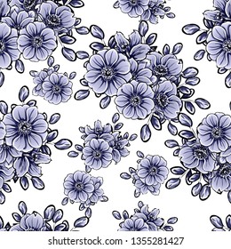 Abstract seamless pattern with plants, herbs and flowers