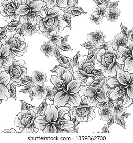 Abstract seamless pattern with plants, herbs and flowers