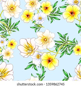 Abstract seamless pattern with plants, herbs and flowers