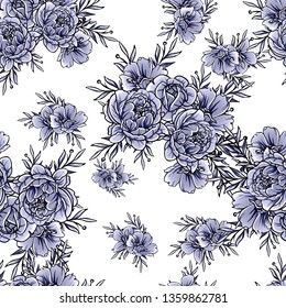 Abstract seamless pattern with plants, herbs and flowers