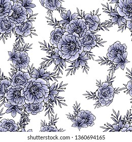 Abstract seamless pattern with plants, herbs and flowers