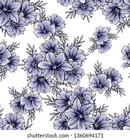 Abstract seamless pattern with plants, herbs and flowers