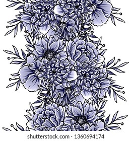 Abstract seamless pattern with plants, herbs and flowers
