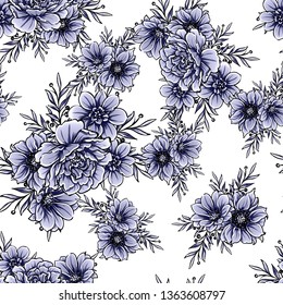Abstract seamless pattern with plants, herbs and flowers
