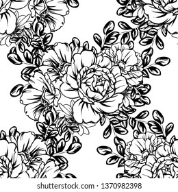 Abstract seamless pattern with plants, herbs and flowers