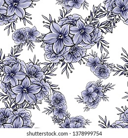 Abstract seamless pattern with plants, herbs and flowers