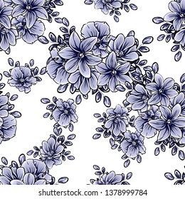 Abstract seamless pattern with plants, herbs and flowers