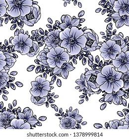 Abstract seamless pattern with plants, herbs and flowers