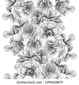 Abstract seamless pattern with plants, herbs and flowers