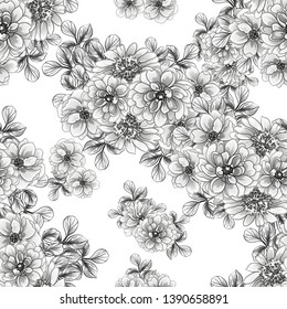 Abstract seamless pattern with plants, herbs and flowers
