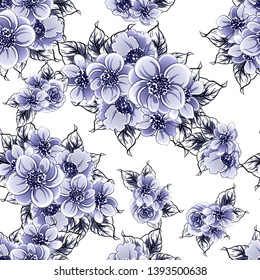 Abstract seamless pattern with plants, herbs and flowers