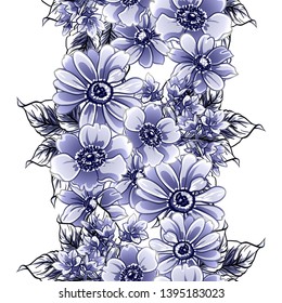 Abstract seamless pattern with plants, herbs and flowers