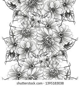 Abstract seamless pattern with plants, herbs and flowers