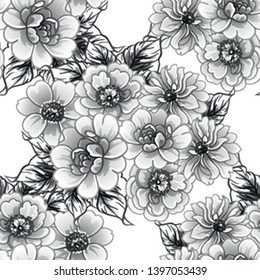 Abstract seamless pattern with plants, herbs and flowers