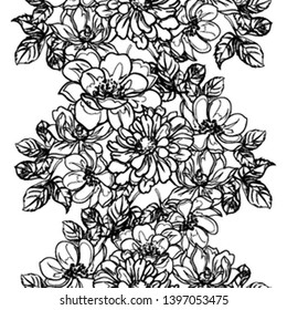 Abstract seamless pattern with plants, herbs and flowers