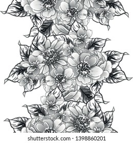 Abstract seamless pattern with plants, herbs and flowers