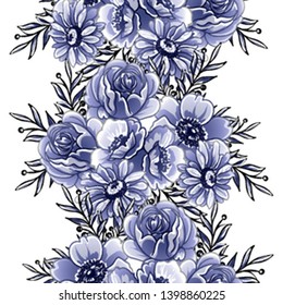 Abstract seamless pattern with plants, herbs and flowers