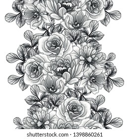 Abstract seamless pattern with plants, herbs and flowers