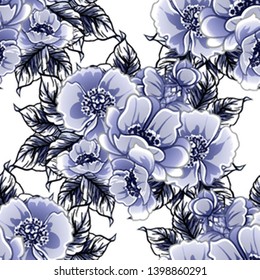 Abstract seamless pattern with plants, herbs and flowers