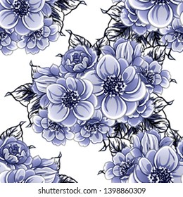 Abstract seamless pattern with plants, herbs and flowers