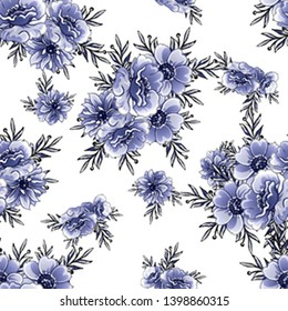 Abstract seamless pattern with plants, herbs and flowers