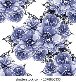Abstract seamless pattern with plants, herbs and flowers