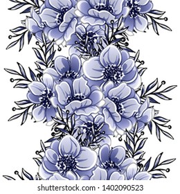 Abstract seamless pattern with plants, herbs and flowers, colorful botanical illustration.