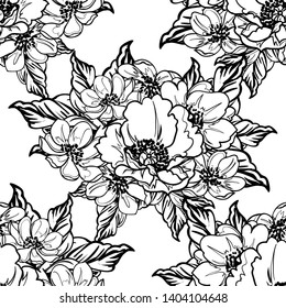 Abstract seamless pattern with plants, herbs and flowers