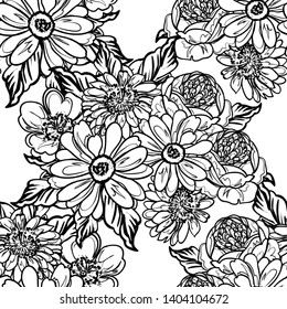 Abstract seamless pattern with plants, herbs and flowers