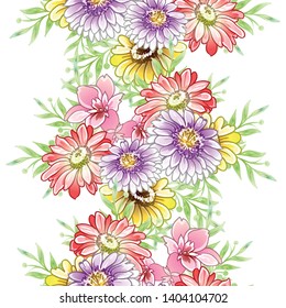 Abstract seamless pattern with plants, herbs and flowers