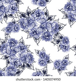 Abstract seamless pattern with plants, herbs and flowers
