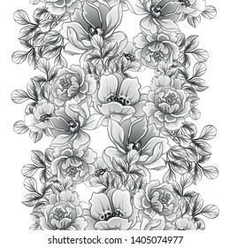 Abstract seamless pattern with plants, herbs and flowers