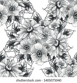 Abstract seamless pattern with plants, herbs and flowers