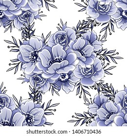 Abstract seamless pattern with plants, herbs and flowers, colorful botanical illustration.