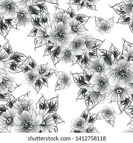 Abstract seamless pattern with plants, herbs and flowers