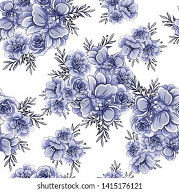 Abstract seamless pattern with plants, herbs and flowers