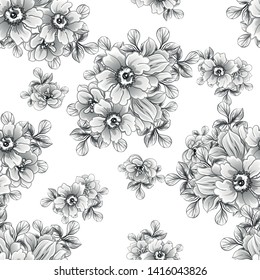Abstract seamless pattern with plants, herbs and flowers