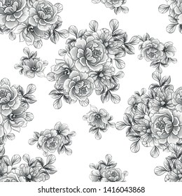 Abstract seamless pattern with plants, herbs and flowers