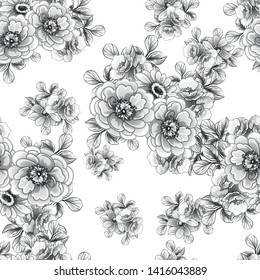 Abstract seamless pattern with plants, herbs and flowers