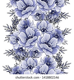 Abstract seamless pattern with plants, herbs and flowers