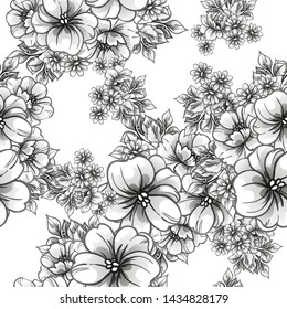 Abstract seamless pattern with plants, herbs and flowers