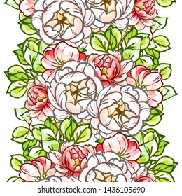 Abstract seamless pattern with plants, herbs and flowers